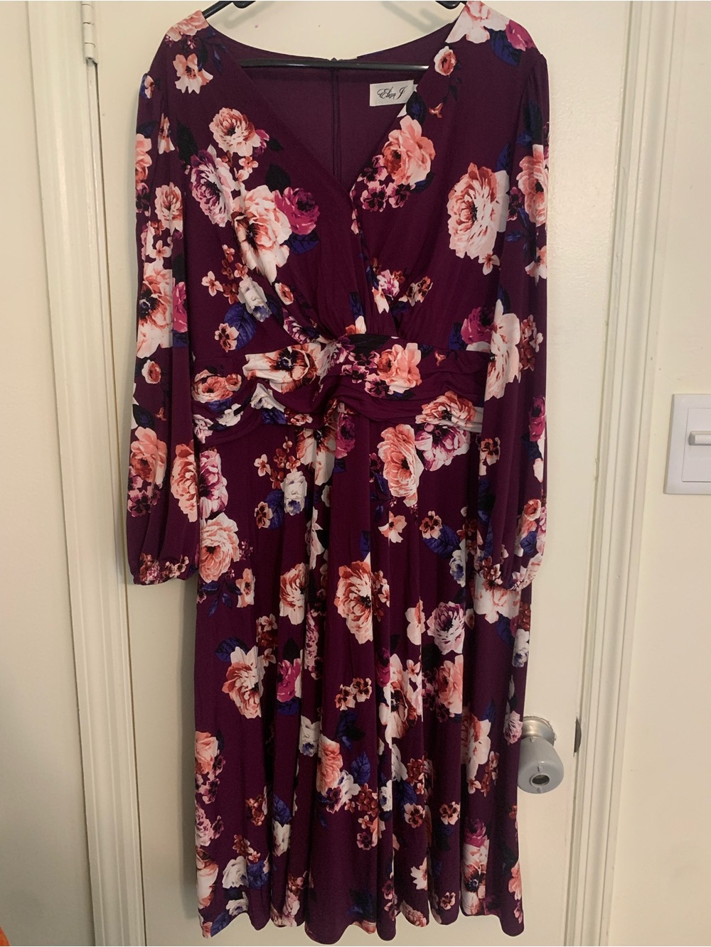 Eliza J Plum Floral Faux Wrap Dress